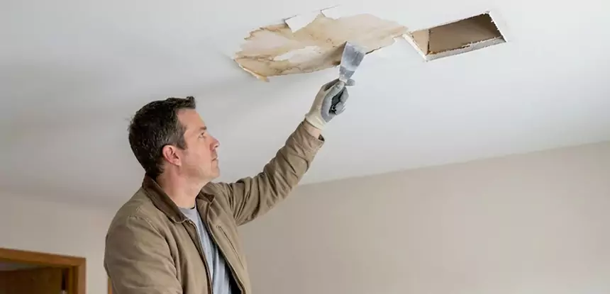 Ceiling Water Stain and Drywall Repair in Sunny Side